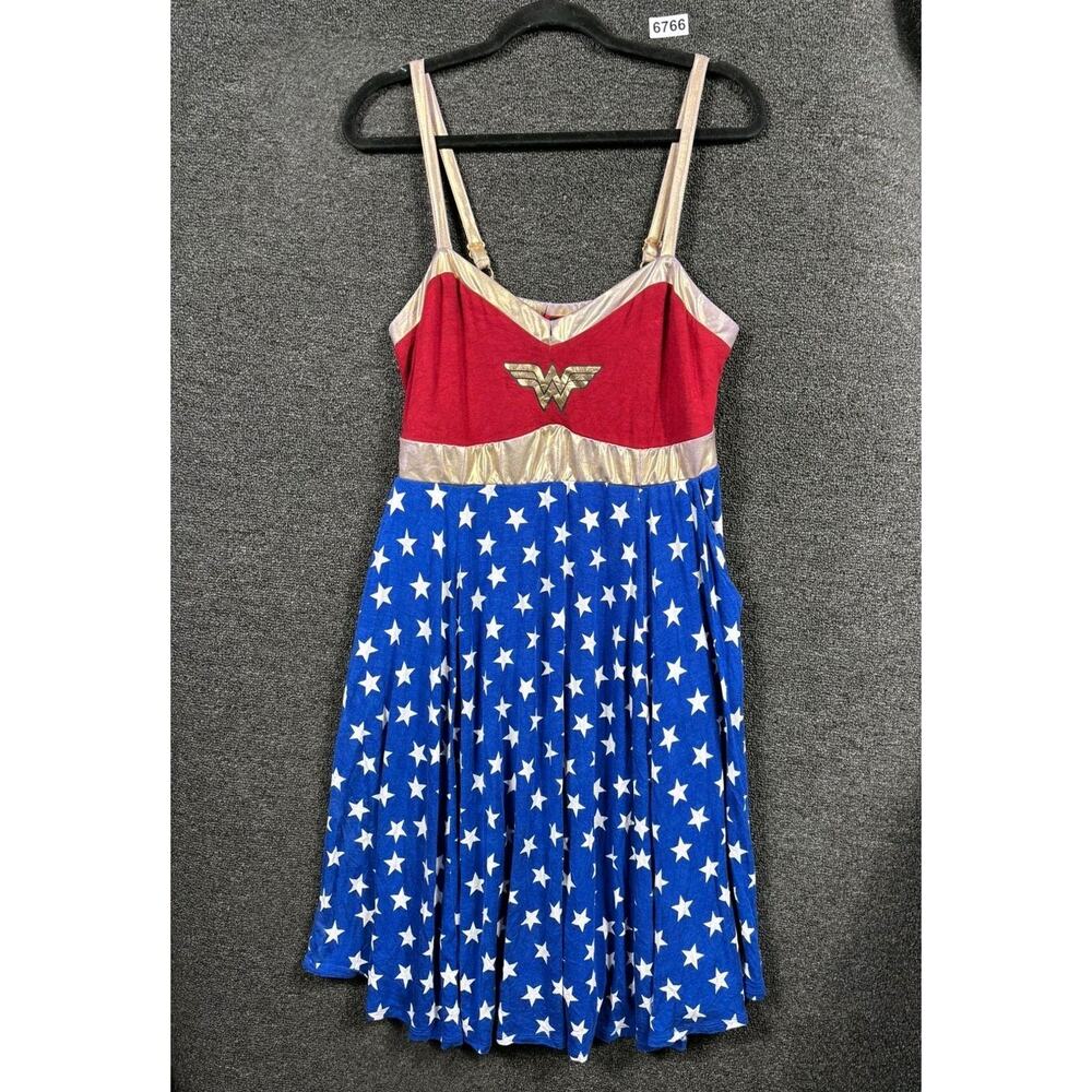 Wonder Woman Dress Womens Size 0 Red Blue Star Skater Cosplay Sleeveless DC